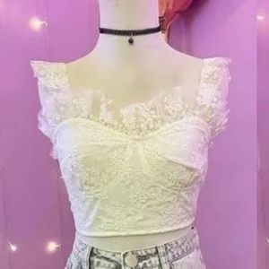 Franco White Frilly Lace Bustier Size M